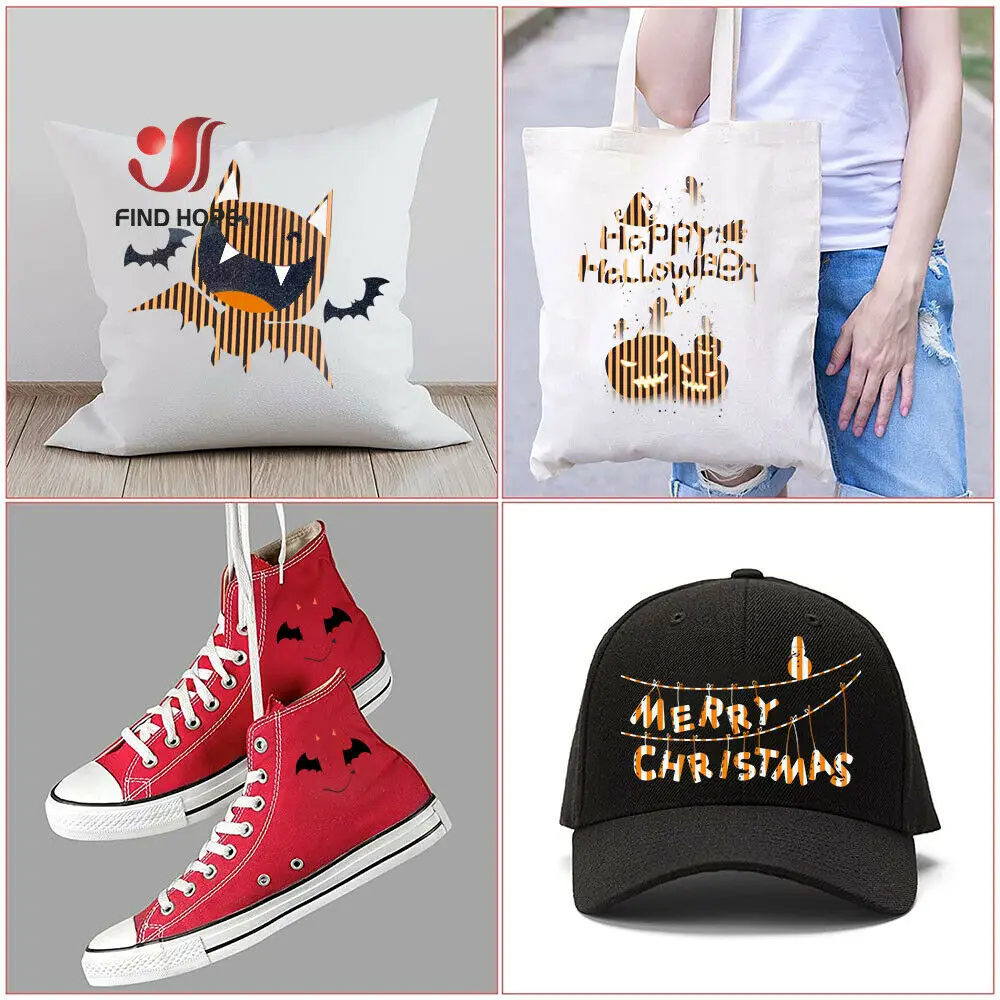 12in x 10in 11 Sheets Orange Black White Heat Transfer Vinyl Film Iron on T-shirt Decor 5 Assorted Colors with One Brown Mat DIY