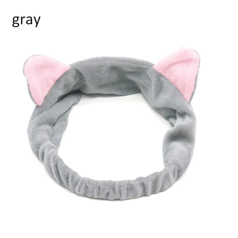 Gray Милый узел, коралловый флис, мягкая эластичная лента для волос, спа-Ванна, Душ, макияж, мытье лица, косметическая повязка на голову, повязка для волос, головной убор для женщин - Цвет: Gray