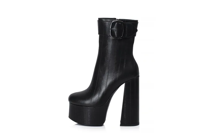 MORAZORA/ г., пикантные ботильоны модные ботинки на платформе и очень высоком каблуке Дамская обувь черные женские ботинки из натуральной кожи с пряжкой