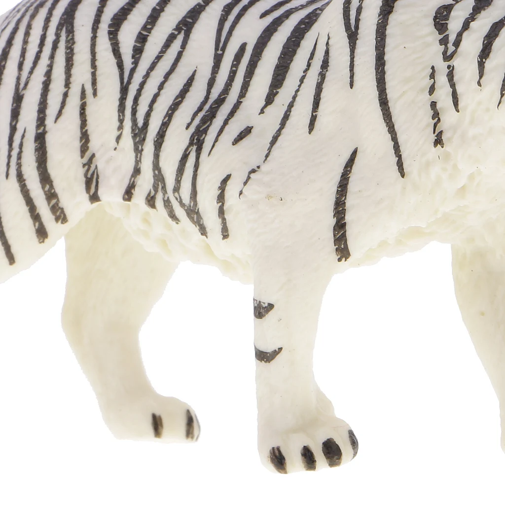 Environmental PVC Realistic Zoo Figures Jungle Wild Animals Siberian Tiger Figurine Kids Toy Party Bag Favor White