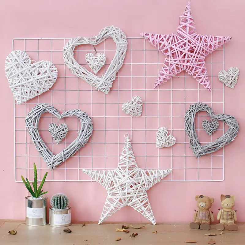 Шикарные плетеные Висячие сердца серый белый Искусственные венки DIY сердце плетение для свадьбы День Рождения Вечеринка Настенный декор