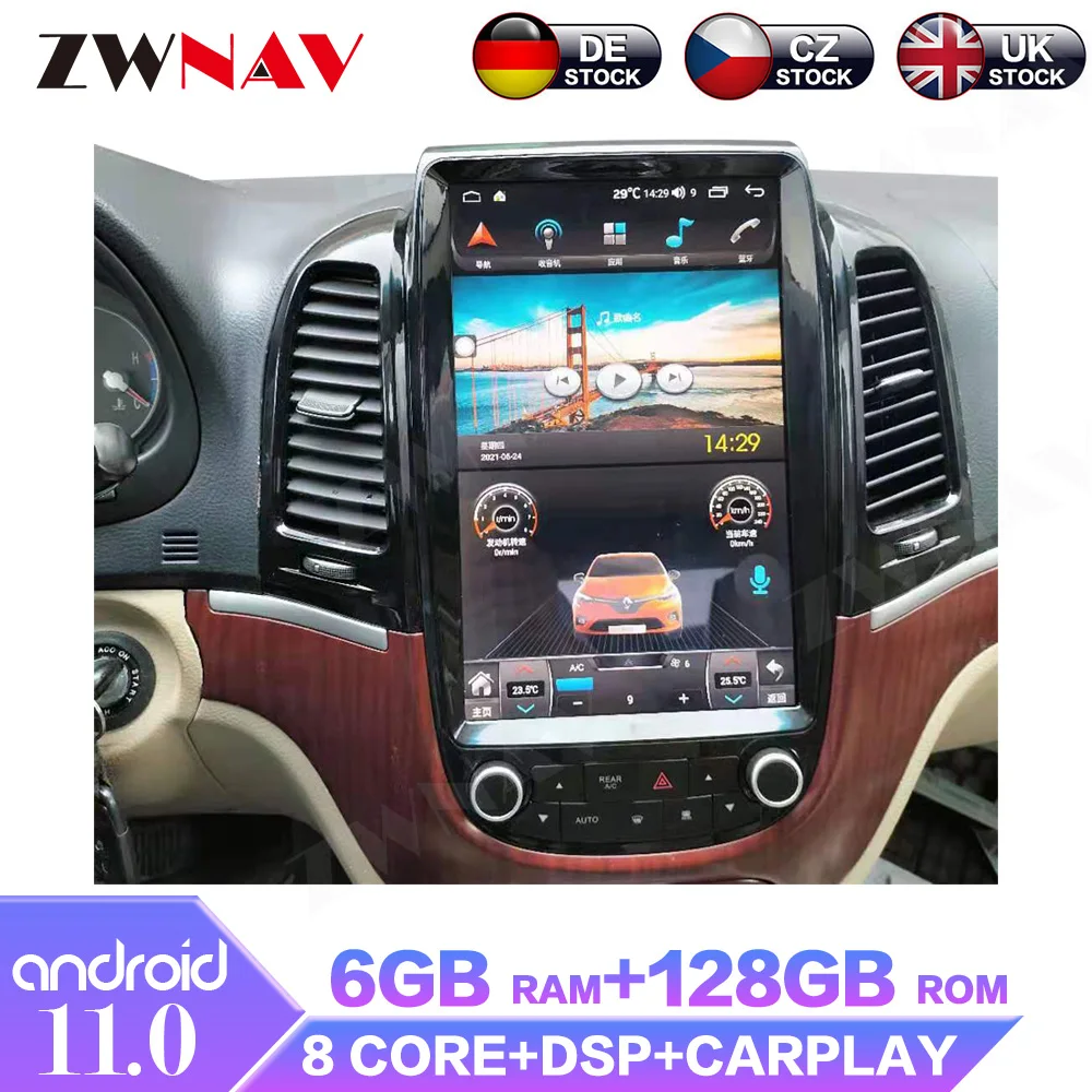 

Android11.0 6+128GB For Hyundai Santa Fe 2006 - 2012 IPS Screen Car Radio Multimedia Head Unit Player GPS Navigation DSP Carplay