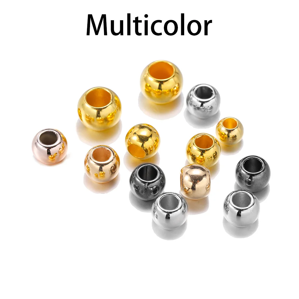 Multicolor 100 шт Диаметр 4 6 8 10 12 мм бусины с большим отверстием розовое золото с родиевым покрытием Бусины-разделители для изготовления ювелирных изделий Diy CCB(не металл) аксессуары - Цвет: Multicolor