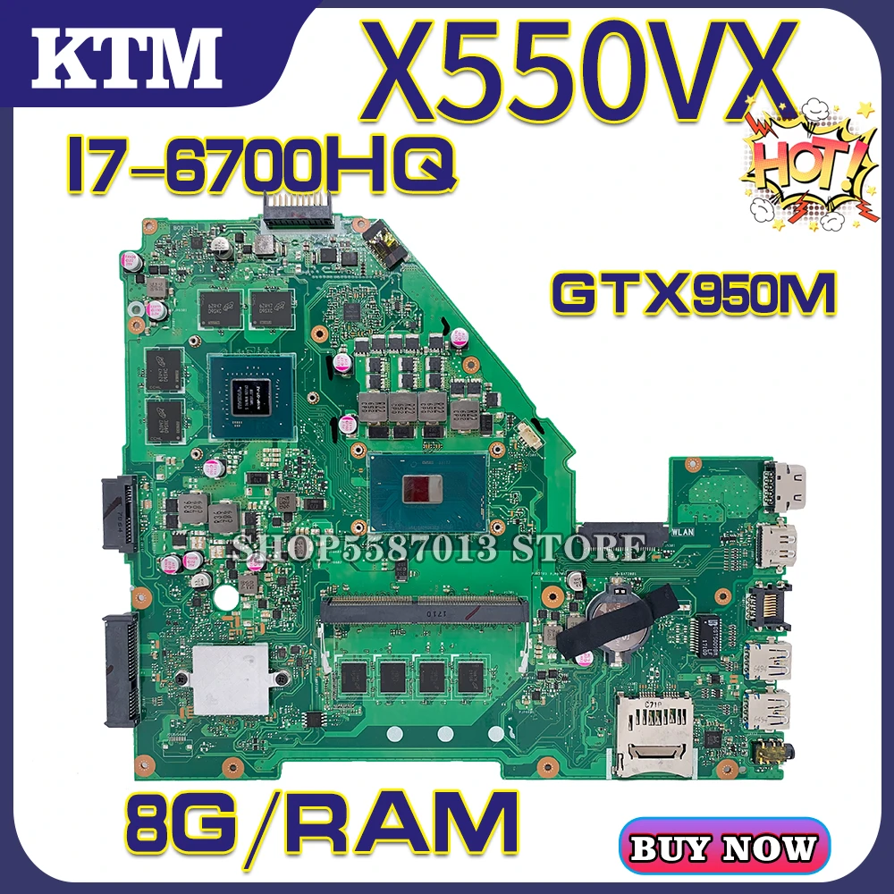 A550V for ASUS FH5900V X550VX X550VQ X550VXK FZ50V FX50V laptop motherboard mainboard 100% test OK I7-6700HQ  8G/RAM GTX950M-4G best motherboard for pc