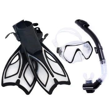 

Safe Professional Scuba Diving Mask Silicone Mask Snorkel Wear Resistant Diving Masks Swimming Fins Set Black L