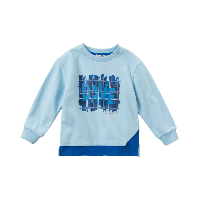 blue DBK10687 dave bella/Осенняя детская футболка для мальчиков детские хлопковые футболки с длинными рукавами, пуловер для малышей, высокое качество - Цвет: blue