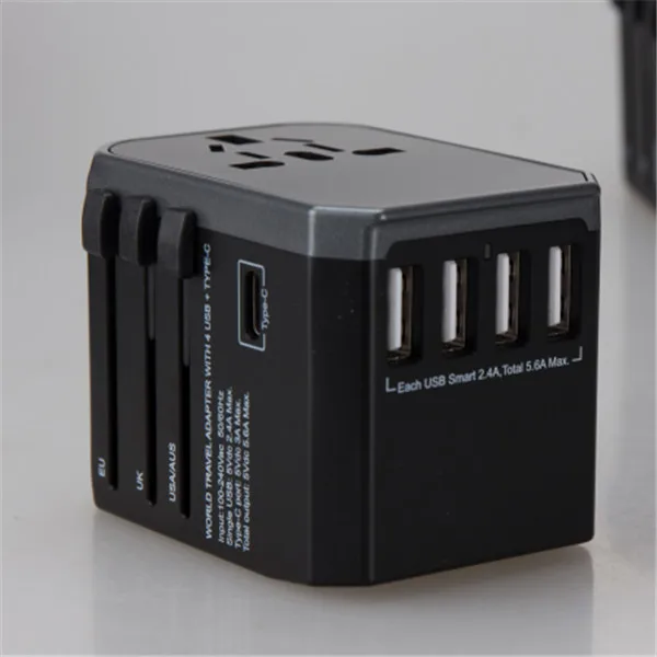 AUType-C 4 USB зарядное устройство Универсальный адаптер для путешествий США/Великобритании/ЕС/Австралии - Цвет: AS PIC