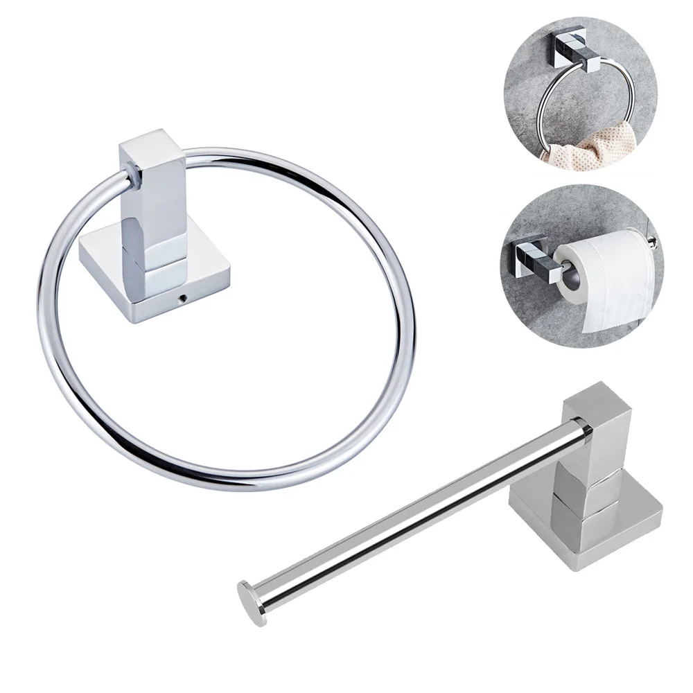 

2pcs/Set Bathroom Wall Mounted Toilet Paper Roll Holder Towel Ring Dispensers