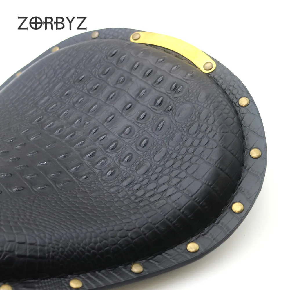 ZORBYZ мотоциклетные Ретро Черный крокодил искусственная кожа стиль Solo сиденья весна и кронштейн для Harley Yamaha Kawasaki Honda