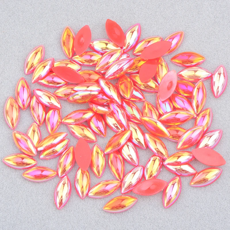 Imitation Pearl Beads Horse Eye Flatback Pearl 5*10mm 7*15mm AB Color Loose Half Pearls For DIY Decorations