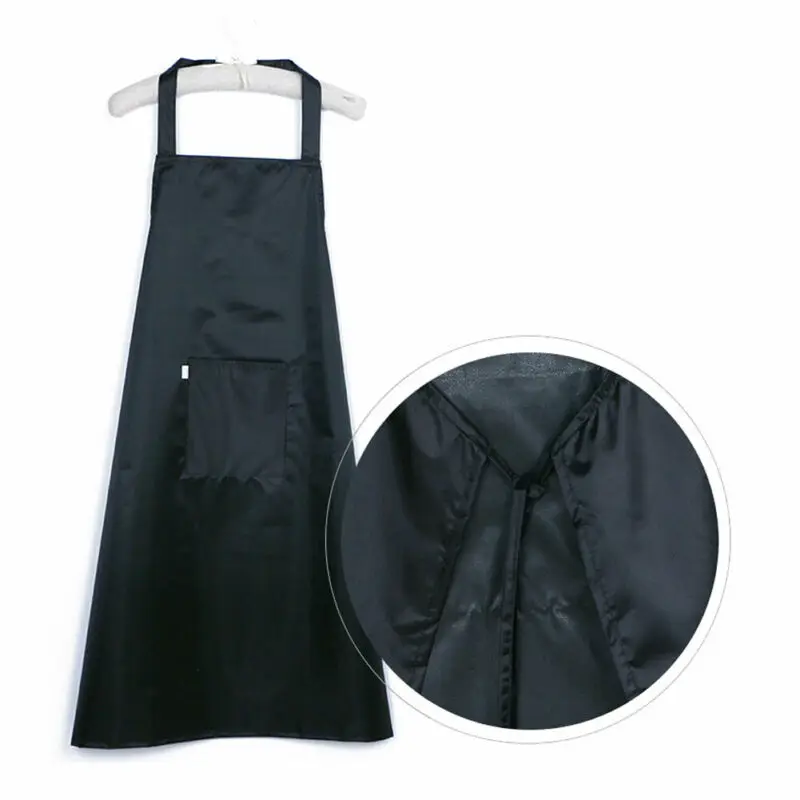 Waterproof PVC Apron Waterproof Sleeveless Cooking Kitchen Chef Waiter Pocket Long Apron