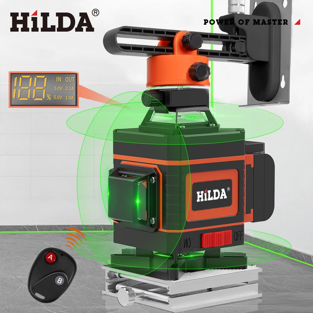 HILDA 3D/4D лазерный уровень автоматический самонивелирующийся 360 горизонтальный и
