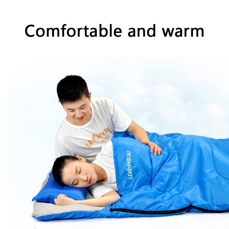 Splicing Sleeping Bag 2 Adult Person Cotton Envelope Spring and Autumn Sleeping Bag for Outdoor Camping Hiking Travel