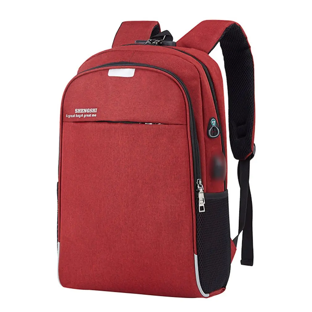 Противоугонный мужской женский usb-рюкзак для зарядки ноутбука ноутбук рюкзак школьный для ноутбука чехол для ноутбука - Цвет: Wine red