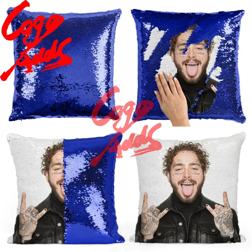 Post Malone Подушка с блестками | наволочка с блестками | два подушка в виде елки | гипоаллергенный браслет, прекрасный подарок для девушки, | подарок для Него | подушка | Магическая подушка