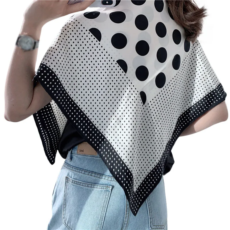 Женский модный Повседневный солнцезащитный большой квадратный шарф с геометрическими полосками, подходит ко всему, черно-белый волнистый шарф - Цвет: C