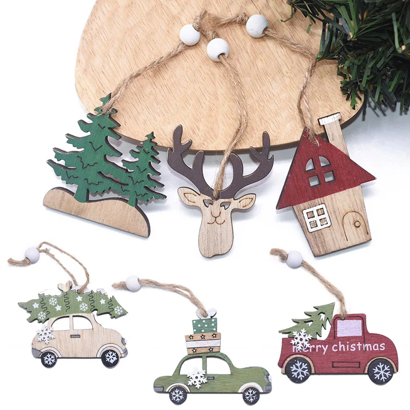 Деревянные Рождественские елки рождественские колокольчики Подвески елочные