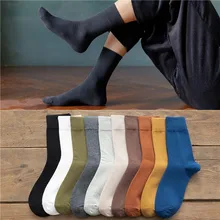 

Men's Cotton Socks Autumn Business Breathable Male Crew Dress Socks Meias Colorful Fashion Happy Sox Hot Tube Socks Men White