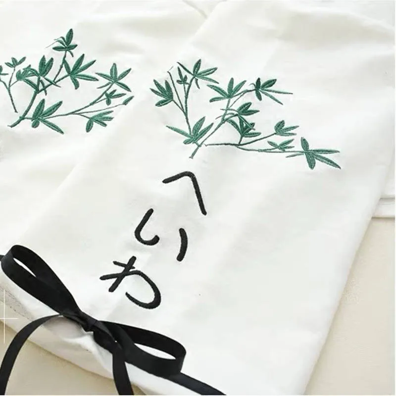 Японская Кофта женская элегантная бамбуковая Вышивка высокого качества Kawaii толстовки милые белые толстовки пуловер с длинными рукавами для девочек