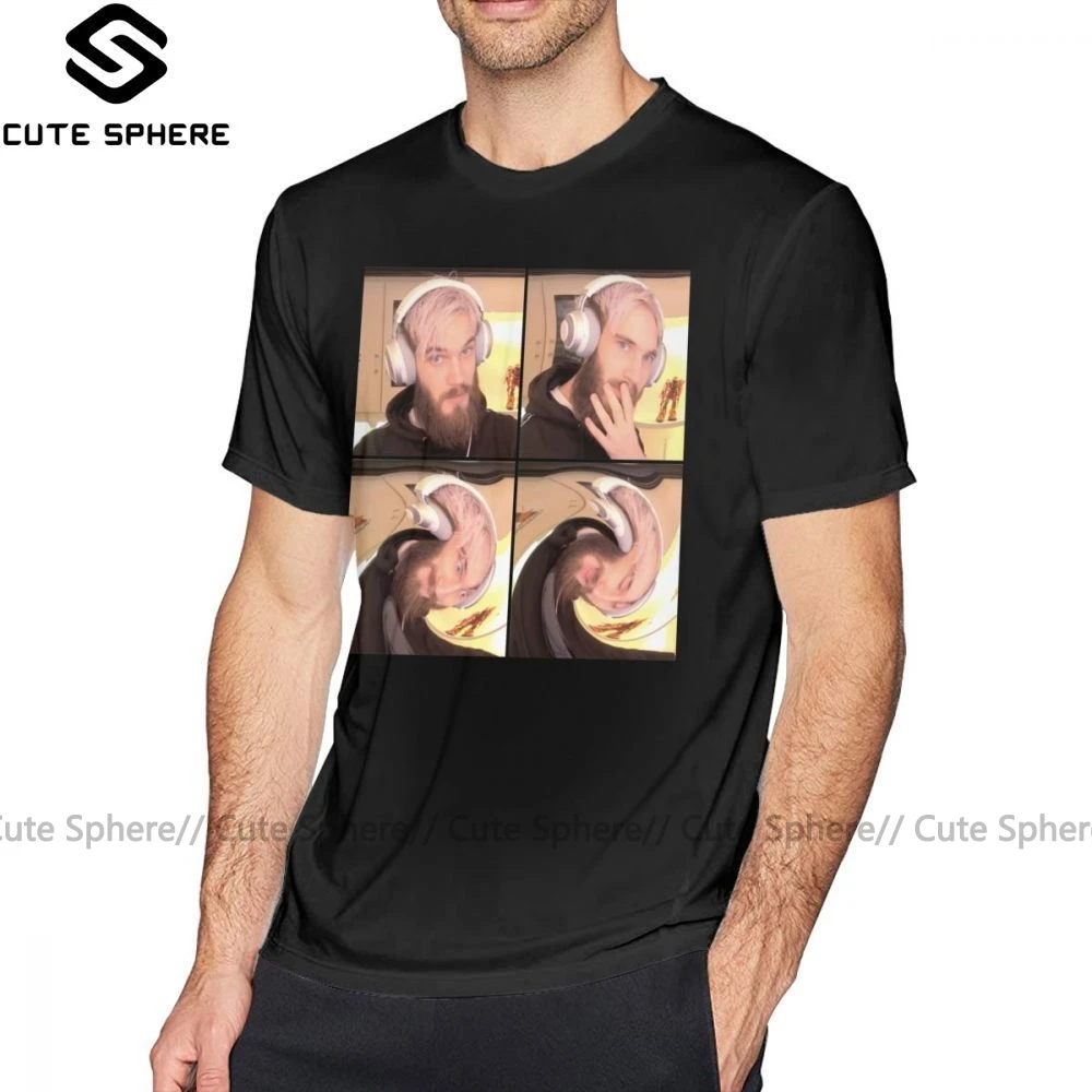 Pewdiepie футболка PewDiePie Hmm Футболка с принтом летняя футболка негабаритных забавных мужчин хлопковая футболка с коротким рукавом