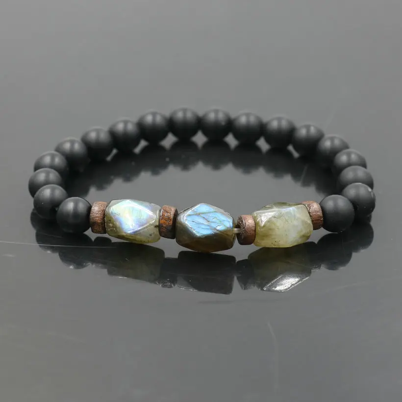 Natural Stone Lava Onyx Howlite Jasper Beaded Bracelets Set Reiki Chakra Jewelry 