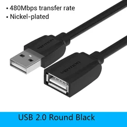 Vention High-Speed USB 3.0 Extension Cable - Male to Female - 1m (USB 2.0 Black A44)