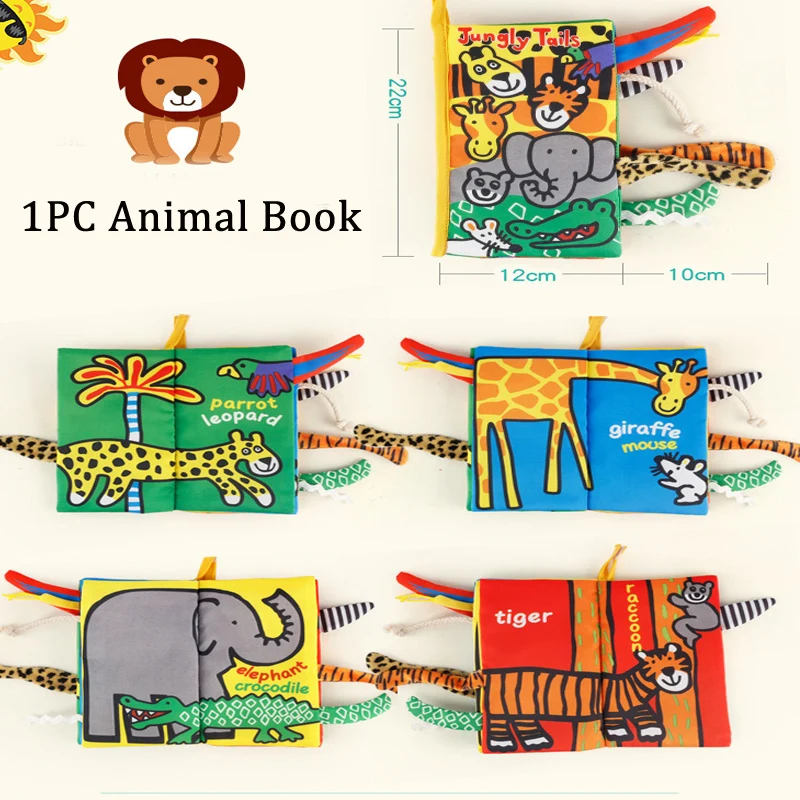 Jungle wildlife Для детей игрушки для младенцев тканевая книга для раннего развития игрушки с животными хвосты английская история мягкая ткань книги по развитию ZXH - Цвет: Jungle wildlife