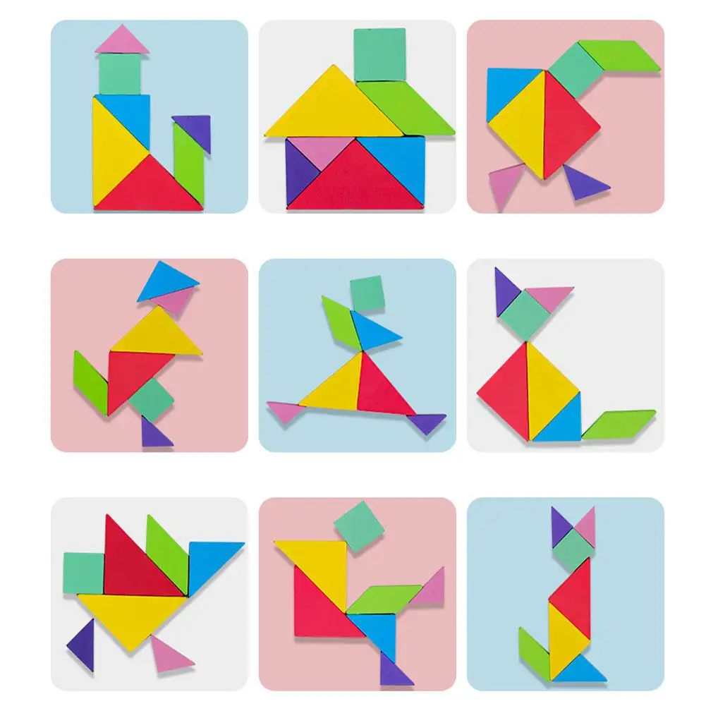 Tangram Игра Головоломка путешествия игры головоломки Красочные книги форма раннего обучения обучающая игрушка для малышей Детская игрушка-Паззл
