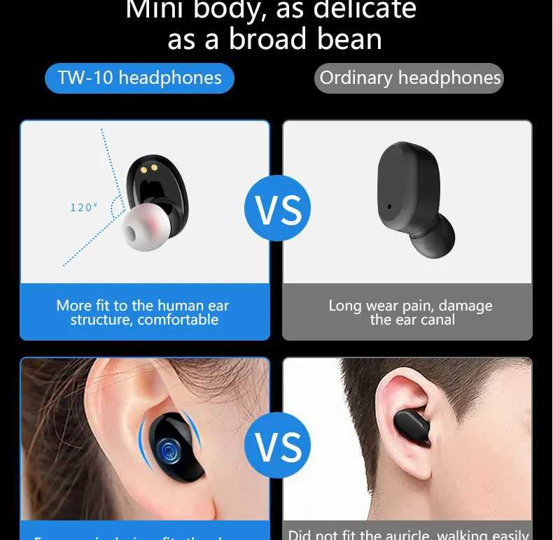 Беспроводная гарнитура UTHAI D16, Bluetooth 5,0, гарнитура TWS HIFI, Мини спортивная Гарнитура, Поддержка iOS/Android, телефон, HD вызов