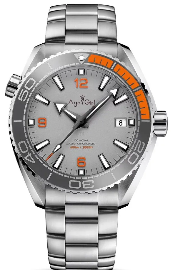 

Luxury Brand New Men Automatic Mechanical Orange Black Ceramic Bezel Grey Blue Stainless Steel James Bond 007 Sapphire Watch AAA