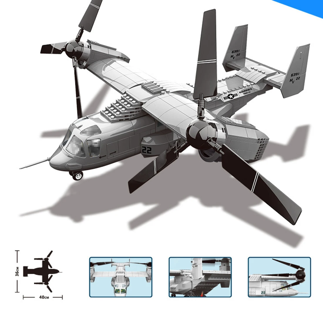 NFSTRIKE 593 Шт Военный DIY маленький строительный блок модель V-22 Osprey Tilt Rotorcraft строительный комплект Прямая поставка