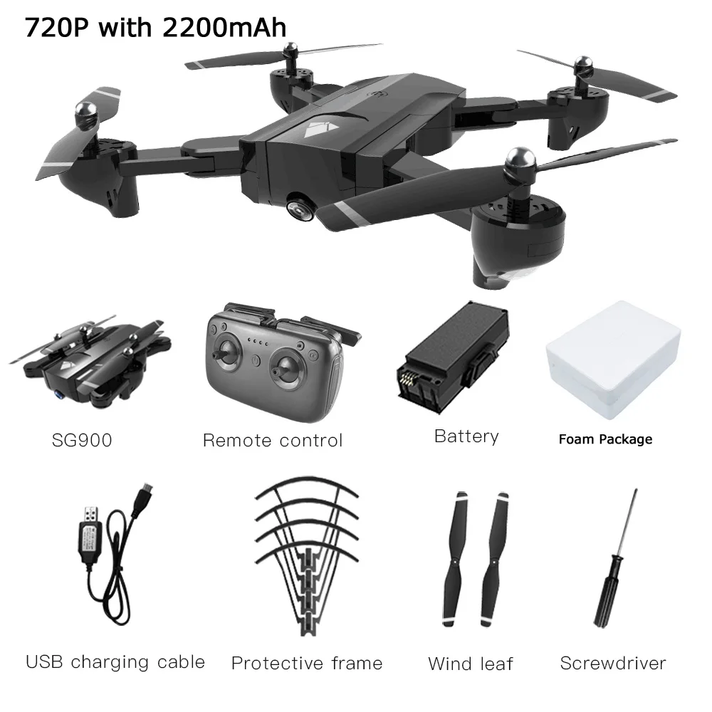Дрон SG900 4K камера Широкоугольный HD 720P gps SG900-S Wi-Fi FPV 22 мин Время полета следуем за мной оптический поток Радиоуправляемый квадрокоптер Дрон - Цвет: SG900 720P 2200 Foam