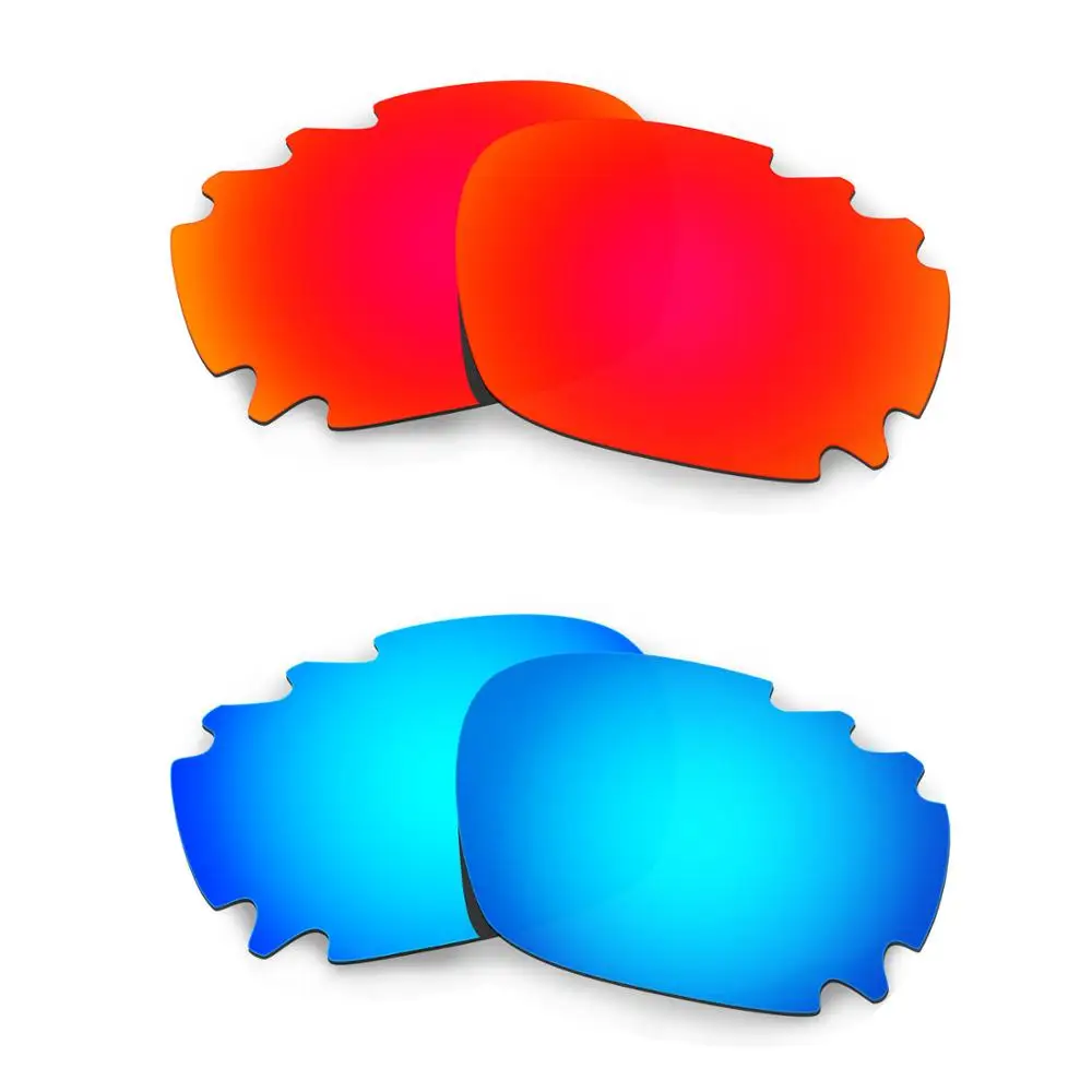

HKUCO For Jawbone Asian Fit Vented Sunglasses Replacement Polarized Lenses 2 Pairs - Red & Blue