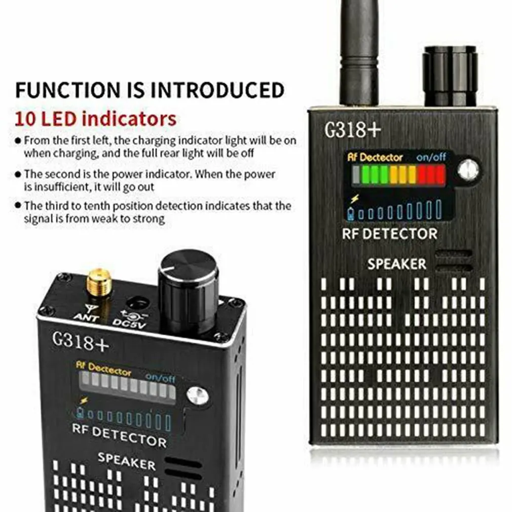 

G318+ Anti-Spy Amplification Signal Detector RF Spy Bug GPS Tracker Finder Tracer Finder 2G 3G 4G Detector