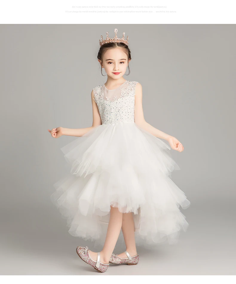 Princess Dress Girls Puffy Yarn Little Girl Western Style CHILDREN'S Dress Host Piano Costume Flower Boys/Flower Girls Wedding D