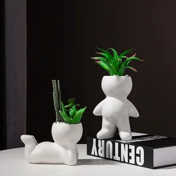 

Nordic Style Simulation Plant Doll Ceramic Potted Ornaments Indoor Desktop Decoration Simulation Succulent Bonsai Ornaments