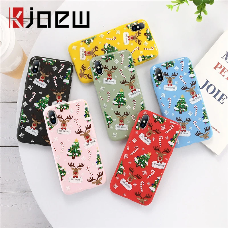 KJOEW мультфильм чехол для телефона с рождественским рисунком для iPhone 11 Pro Max XR X Xs Max 7 8 6 6S Plus Санта Клаус Лось Мягкий ТПУ защитный чехол Чехол