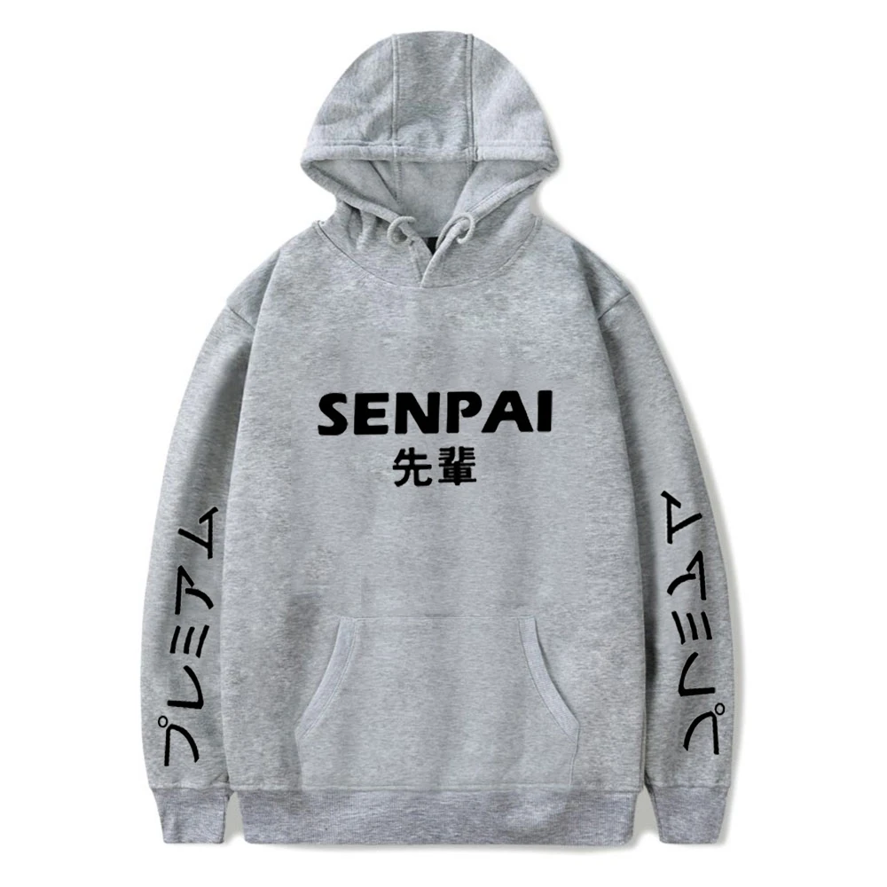 Новинка; Зимние флисовые детские толстовки с принтом аниме «Senpai»; уличная одежда для мальчиков и девочек; забавная черная толстовка с капюшоном; зимняя одежда для малышей