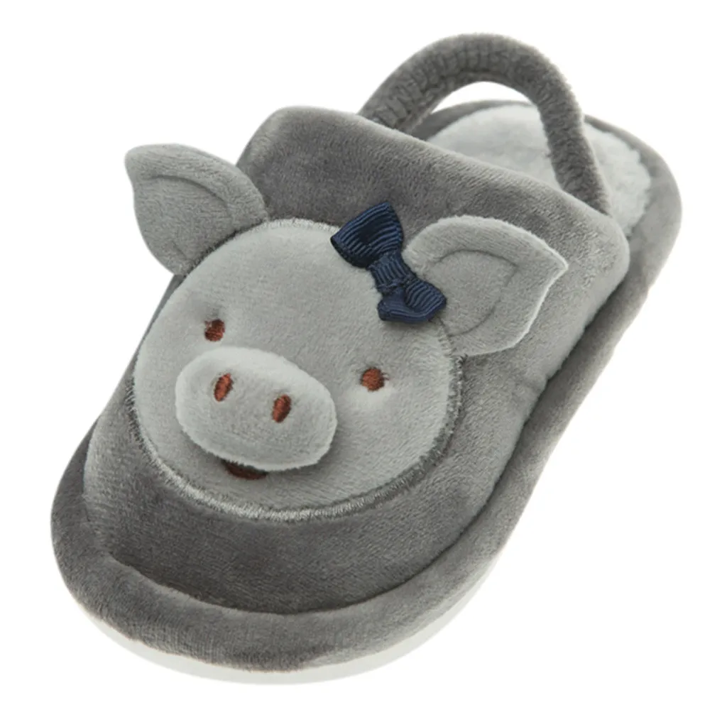 Для малышей, новорожденных, маленьких с изображением мультипликационной свинки, теплые нескользящие носки-тапочки домашние тапочки обувь