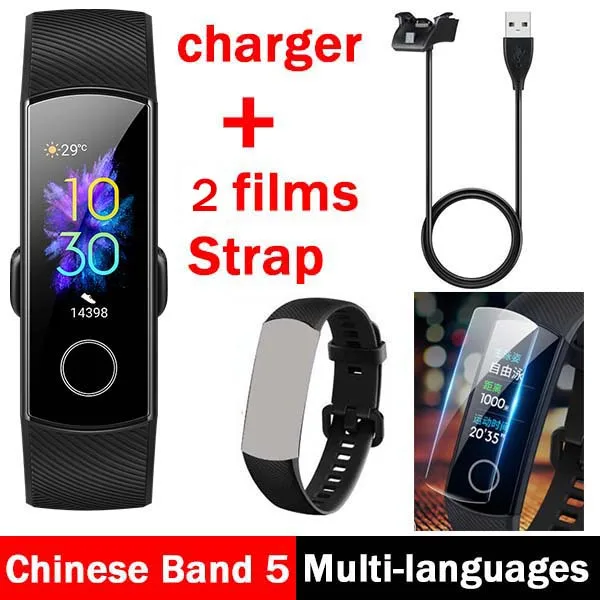 blk n f n bk s n c Смарт-браслет huawei Honor Band 5, оксиметр, волшебный цветной сенсорный экран, датчик сердечного ритма, сна и сна - Цвет: blk n f n bk s n c