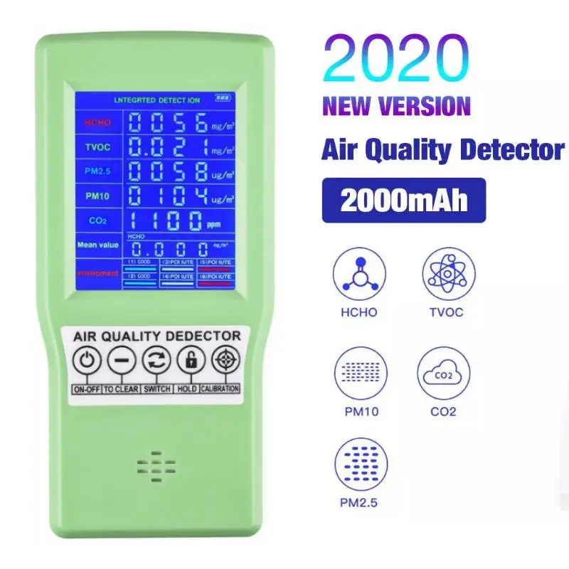 

Portable Air Quality Monitor Is Suitable For Carbon Dioxide Formaldehyde (HCHO) TVOC PM2.5/PM10 Multifunctional Detector tester