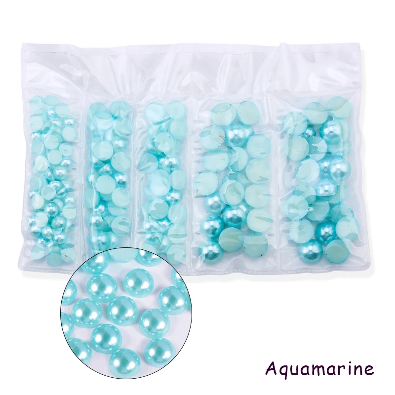 aquamarine 25 г/пакет микс 6 мм 8 мм 10 мм ABS акриловая жемчужина плоская задняя скрапбукинга бусины для изготовления ювелирных изделий ремесло жемчужина на листке аксессуары - Цвет: aquamarine