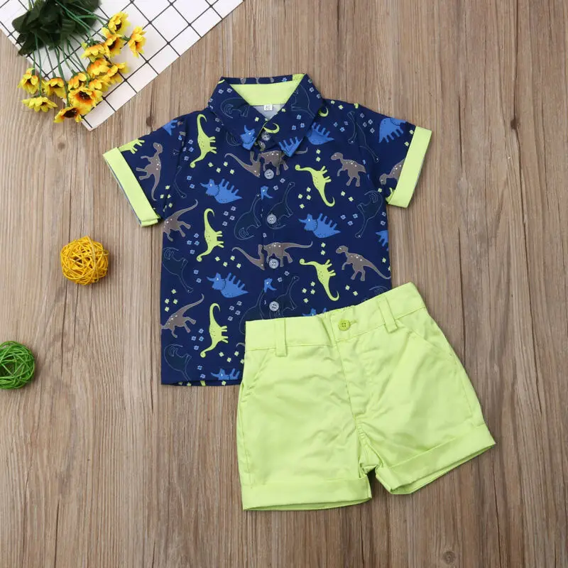 Милая летняя одежда для маленьких мальчиков Праздничная праздничная одежда для младенцев, рубашка, топы, шорты, комплект одежды для новорожденных, одежда для детей