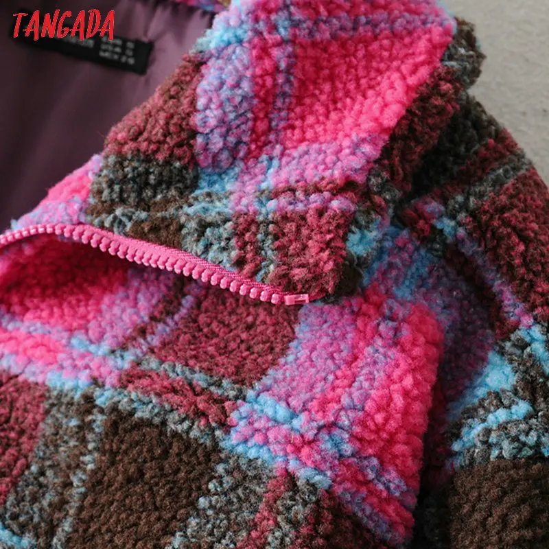 Tangada, элегантное женское пальто в розовую клетку, уличная одежда, осенне-зимнее короткое пальто, женская верхняя одежда JA03