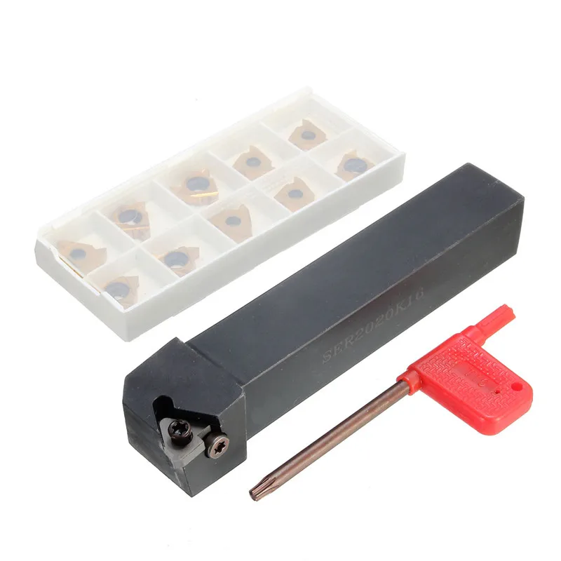 

SER2020K16 CNC Lathe Turning Tool Holder Boring Bar with 10Pcs 16ER AG60 Blade Insert Machine Accessories Turning Tool Set