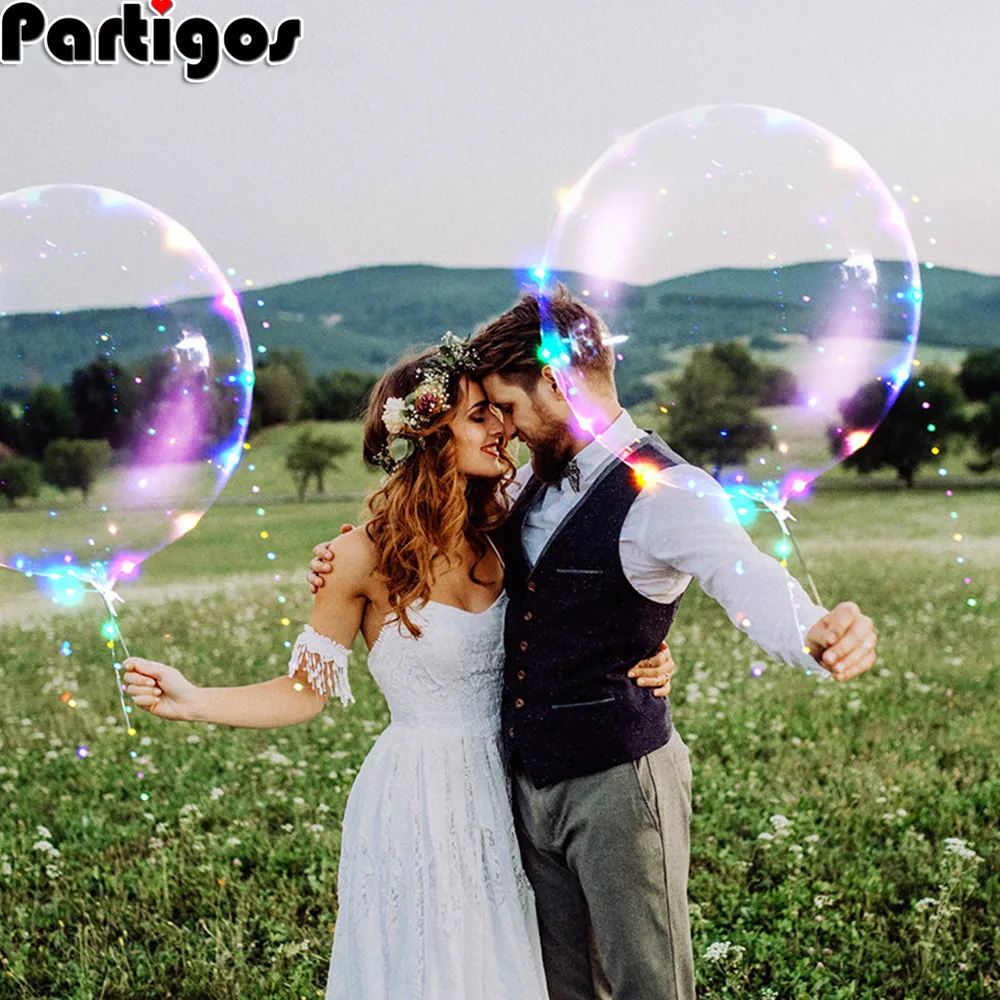 24 дюйма 36 дюймов светящийся светодиодный воздушный шар прозрачное круглое