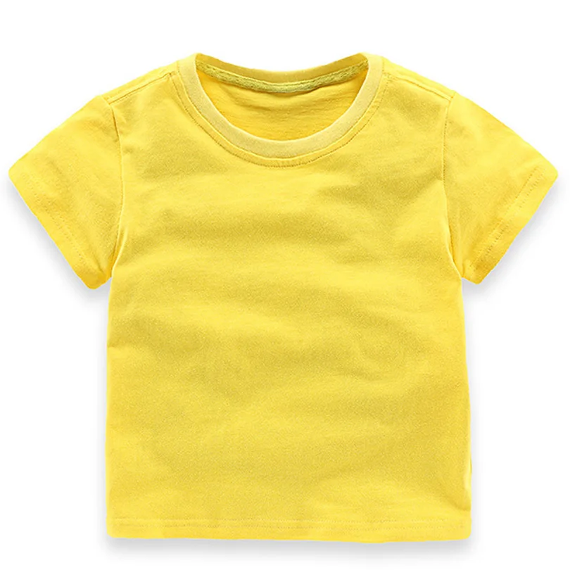 Однотонные белые футболки для девочек детская футболка для девочек летние хлопковые топы для маленьких мальчиков, повседневная одежда с короткими рукавами для малышей от 18 M-6 лет - Цвет: B