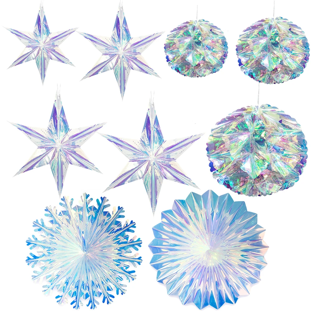 Градиентная радужная пленка Снежинка шестиугольная звезда соты шар орнамент