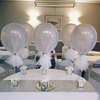 

6Pcs Wedding Table Decorations Tulle Balloon Stand Balloon Holder Stick with base Festival Party Ballons Centerpieces globos