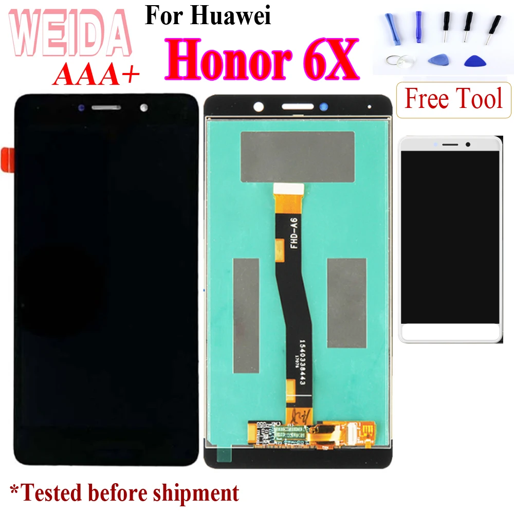 ЖК-дисплей 5 дюйма для Huawei Honor 6X с дигитайзером сенсорного экрана в сборе GR5 2017 г.
